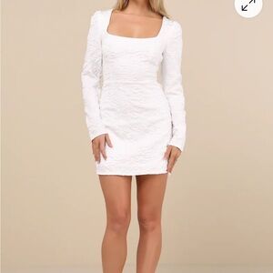 🚫SOLD🚫Lulu's White Textured Long Sleeve Dress